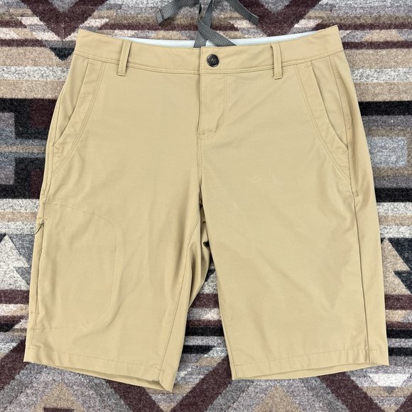 REI Womens Northway Hiking Shorts 4 Tan Khaki Nylon Spandex Stretch 10" Inseam - Picture 1 of 12